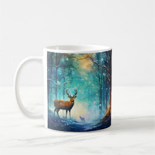 Caneca De Café Encantando Floresta de Neve Trabalho de arte-82109