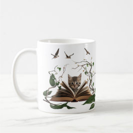 Caneca De Café Enchanted Bookworm Kitten Coffee Mug 