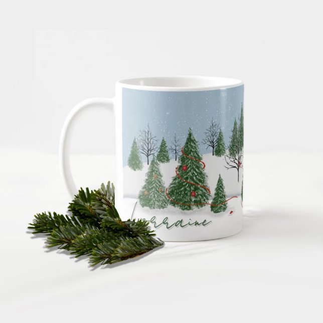 Caneca De Café Enchanted Forest Christmas Day Mug (Criador carregado)