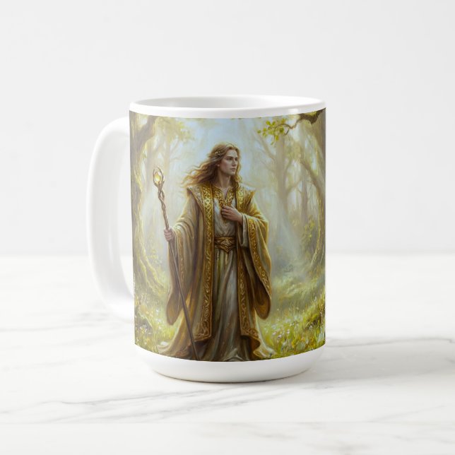 Caneca De Café  Enchanted Woodland Wizard Fantasy Art (Frente Esquerda)