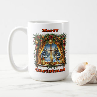 Caneca De Café Enchendo a Vista Festiva de inverno