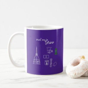Caneca De Café Encontre-me em Torino - Arte Doodle Ícones de Turi