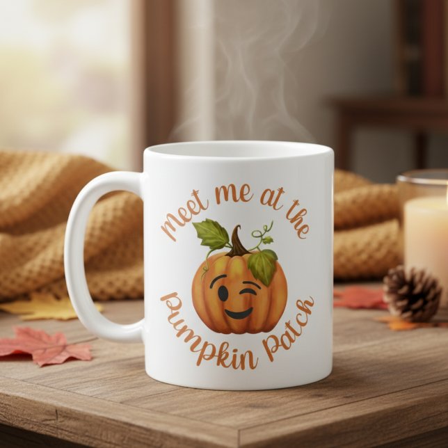 Caneca De Café Encontre-Me Na Pumpkin Patch Cai A Pumpkin (Meet Me At The Pumpkin Patch Fall Winking Pumpkin Coffee Mug)
