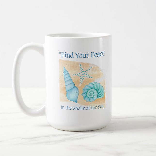 Caneca De Café Encontre sua paz nas conchas do mar. (Esquerda)