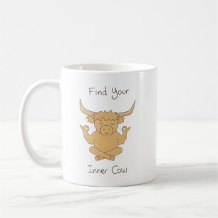 Caneca De Café Encontre Sua Vaca Interior - Highland Cow Yoga