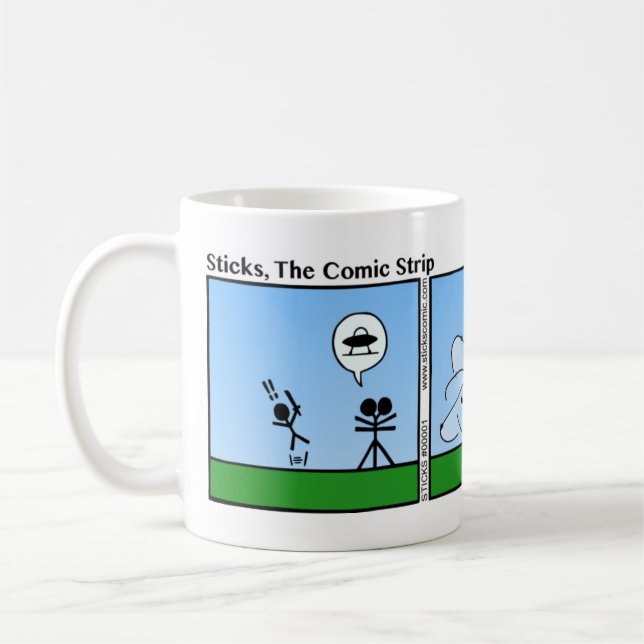 Caneca De Café Encontrei Alienígena Engraçado Stickman Mug - 001 (Esquerda)