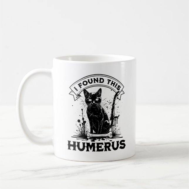 Caneca De Café Encontrei Este Humeroso Gato Negro Com Osso Humano (Esquerda)