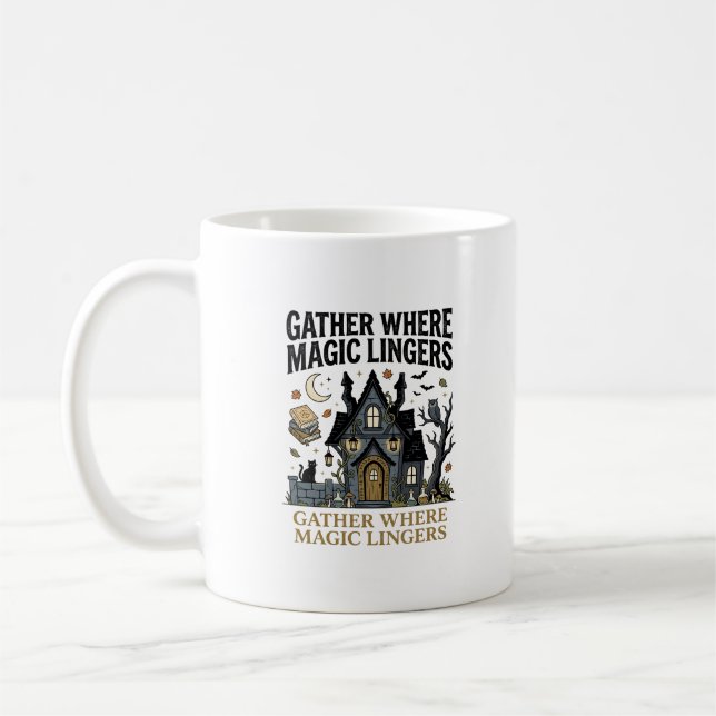 Caneca De Café Encontro da Casa Assombrada de Halloween (Esquerda)
