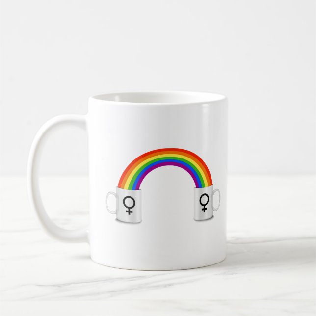 Caneca De Café Encontro de café com arco-íris lésbico (Esquerda)