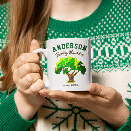 Caneca De Café Encontro Familiar Nome Personalizado Árvore Verde