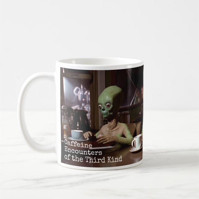 Caneca De Café Encontros de Cafeína de Aliens Retroativos de Terc (Esquerda)