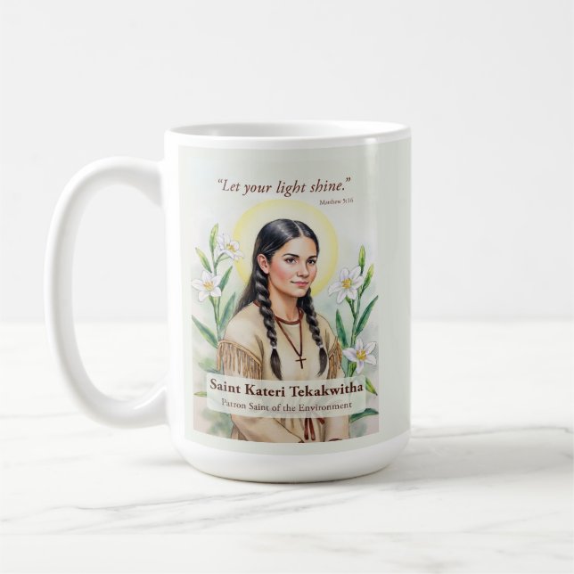 Caneca De Café Encorajamento Religioso Santa Kateri Tekakwitha (Esquerda)