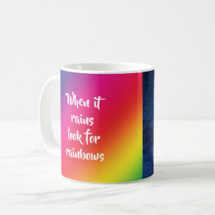 Caneca De Café Encorajando citação, Procure Rainbows e Estrelas