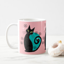 Caneca De Café Endereço Retroativo de Cat Atômica Moderno do meio