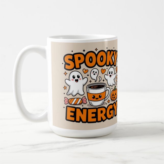 Caneca De Café energia assustadora de Halloween vida de mãe (Esquerda)