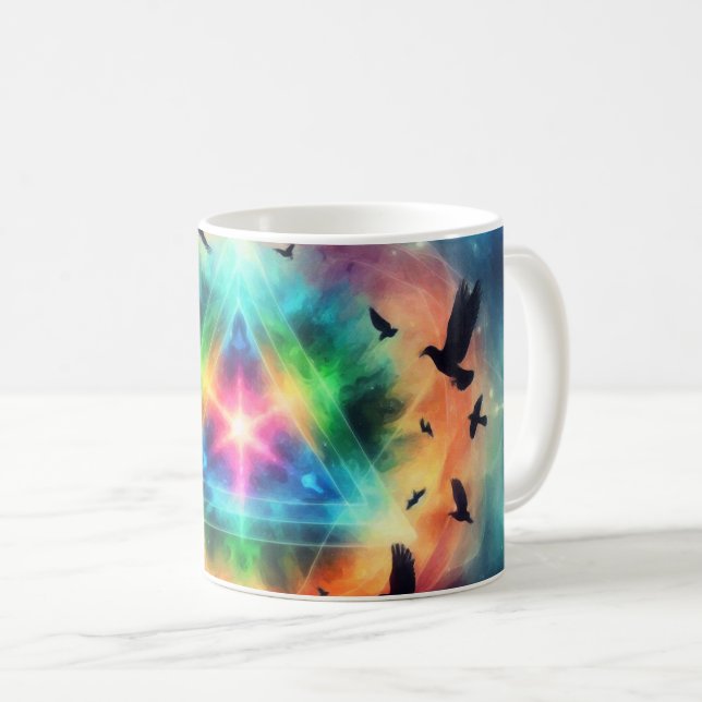 Caneca De Café Energia Cósmica Triangular (Frente Esquerda)