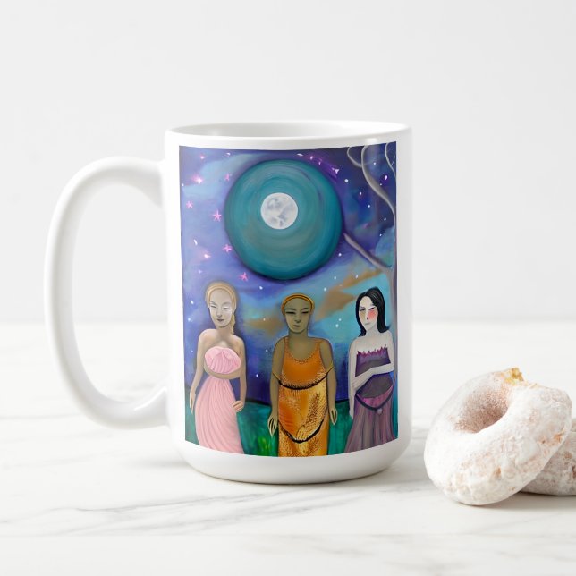 Caneca De Café Energia da Lua | Trabalho de arte Celestial (Com Donut)