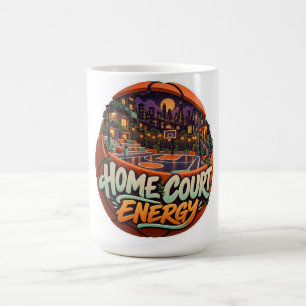 Caneca De Café Energia do Campo de Basquete da Cidade