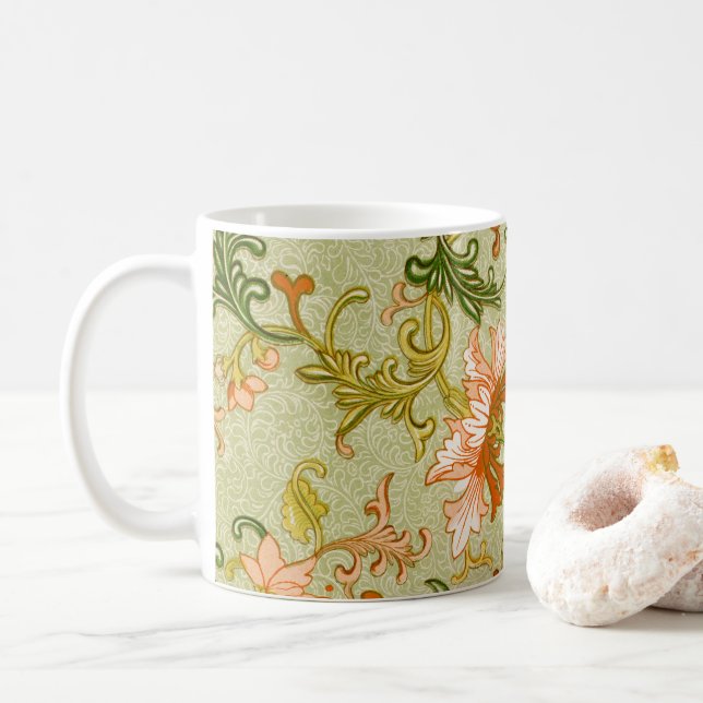 Caneca De Café Enfeite Chinês Antigo Jones Flores (Com Donut)