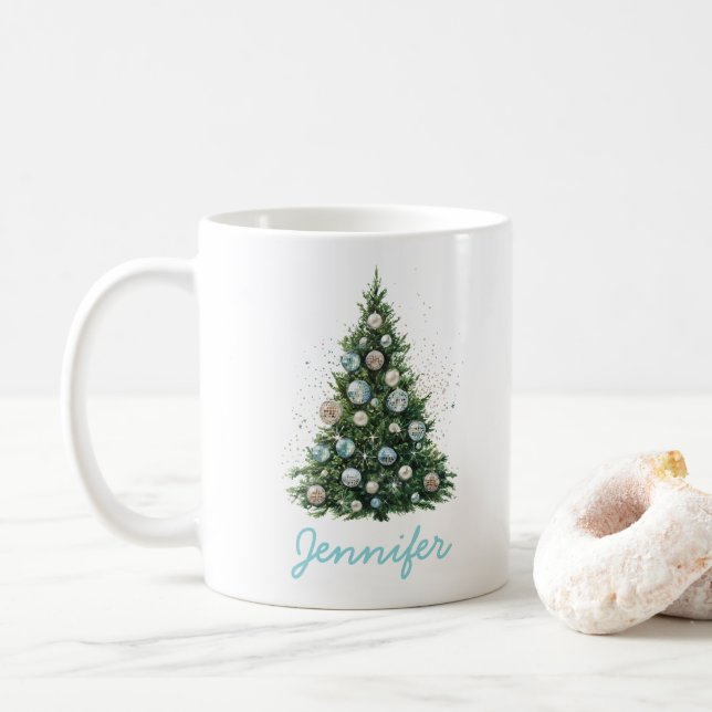 Caneca De Café Enfeite de Bola de Disco Árvore de Natal Festa Per (Com Donut)