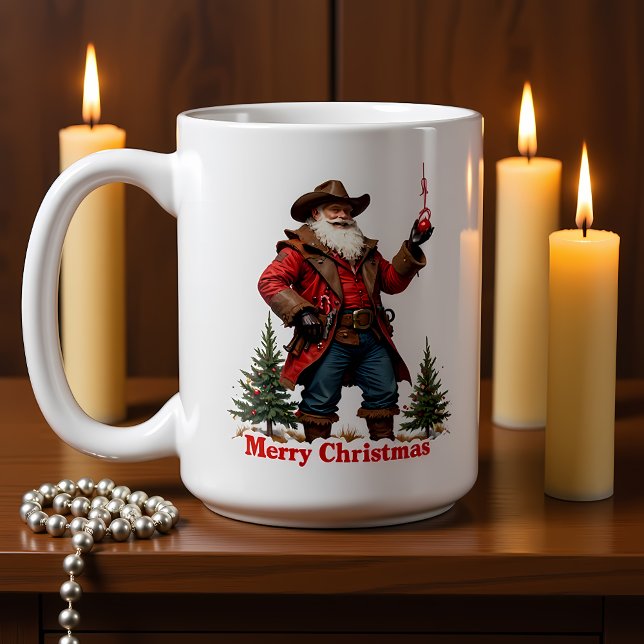 Caneca De Café Enfeite de Natal Papai Noel Fora da Lei (Criador carregado)