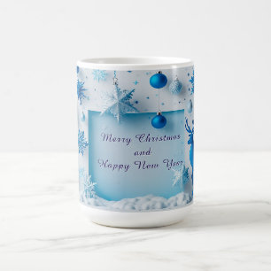 Caneca De Café Enfeites de Moldura de Festa e Flocos de Neve