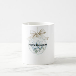 Caneca De Café Enfeites de natal Branco Azul Floral