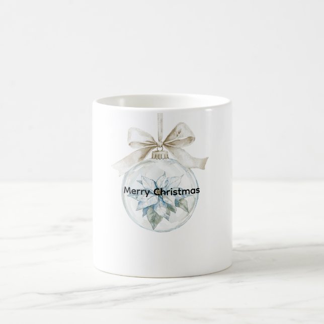 Caneca De Café Enfeites de natal Branco Azul Floral (Centro)