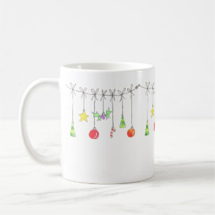 Caneca De Café Enfeites de Natal Coloridos