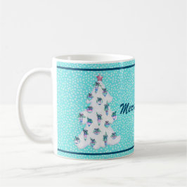 Caneca De Café Enfeites de natal de Aquarela felizes na neve aquá
