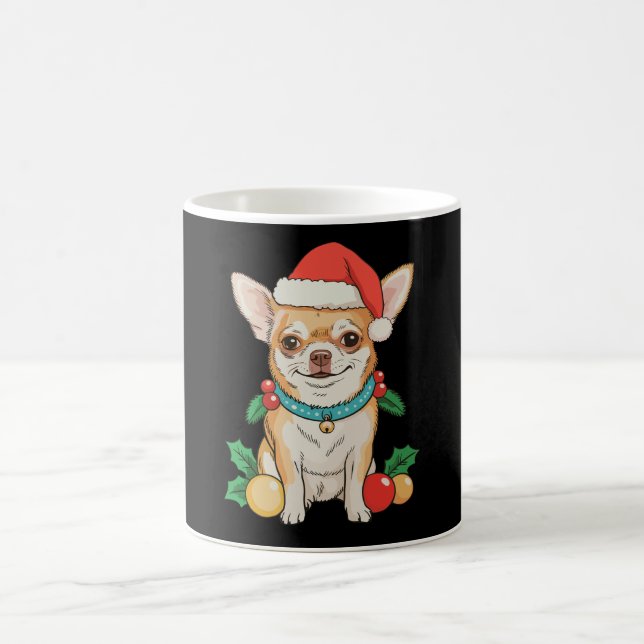 Caneca De Café Enfeites de Natal de Cachorro Chihuahua com Chapéu (Centro)