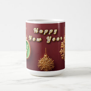 Caneca De Café Enfeites de Natal Dourados com Rena