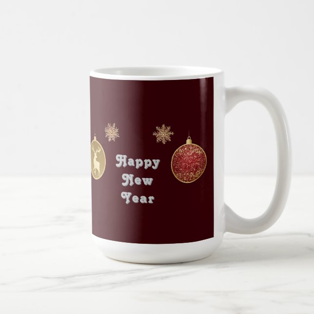 Caneca De Café Enfeites de natal elegantes com rena (Direita)