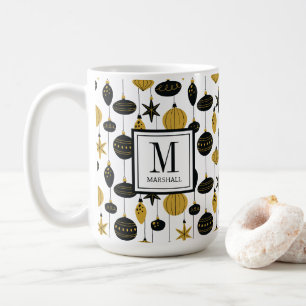 Caneca De Café Enfeites de Natal Monograma Nome Feriado