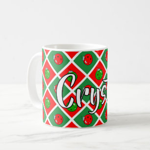 Caneca De Café Enfeites de Natal Personalizados de Pickleball