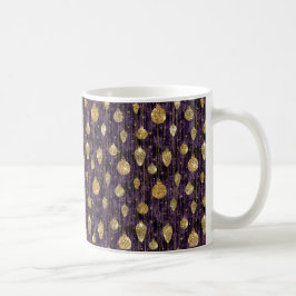 CANECA DE CAFÉ ENFEITES DE NATAL ROXO COM DOURADO