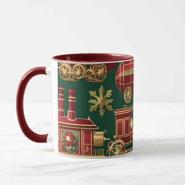 caneca de café enfeites de natal steampunk (Esquerda)