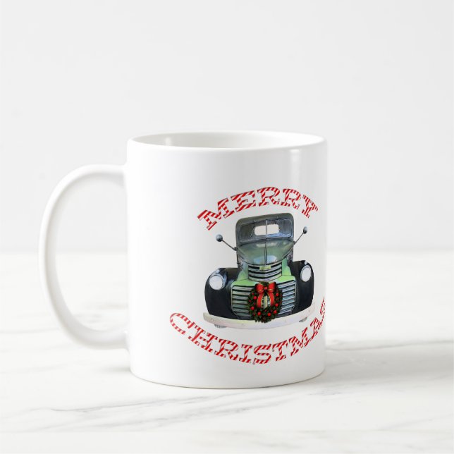 Caneca De Café Enfeites de natal Vintage Truck (Esquerda)