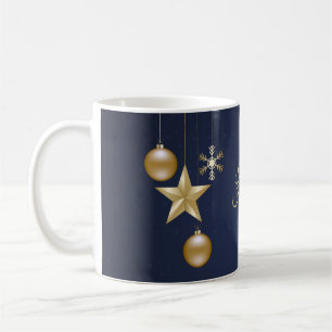 Caneca De Café Enfeites Dourados Elegantes para Festa de Natal Az