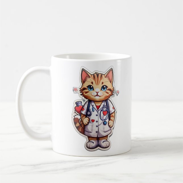 Caneca De Café Enfermagem de cardiologia de gatos fofos (Esquerda)