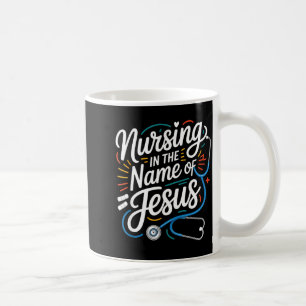 Caneca De Café Enfermagem em nome de Jesus enfermeira cristã Nurs
