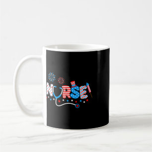 Caneca De Café Enfermeira 4 de Julho Bandeira Americana Patriótic