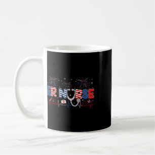 Caneca De Café Enfermeira 4 De Julho Bandeira Americana Patriótic