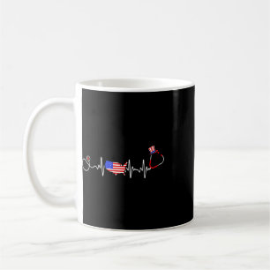 Caneca De Café Enfermeira Americana 4 De Julho Mapa Bandeira Dos