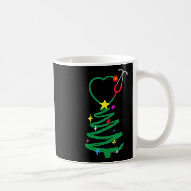 Caneca De Café Enfermeira Árvore de Natal Enfermeira Estetoscópio (Direita)