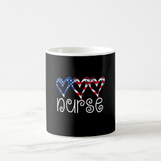 Caneca De Café Enfermeira Bandeira Corações Enfermeira 4 De Julho