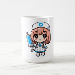 Caneca De Café Enfermeira Chibi Cute - saúde, animação, medicina