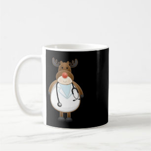 Caneca De Café Enfermeira com escrutínio médico com rena superi