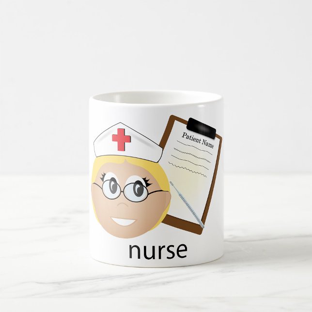 Caneca De Café Enfermeira com Prancheta Médica e Termômetro (Criador carregado)