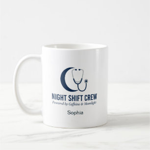 Caneca De Café Enfermeira da Equipe do Turno Noturno Estetoscópio